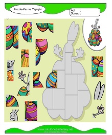 Puzzle Kes Yapıştır Çalışma Sayfaları